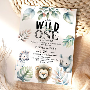 Wild One Safari Animals Boy Baby Shower Invitation