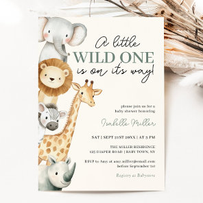 Wild One Safari Animals Boy Baby Shower Invitation
