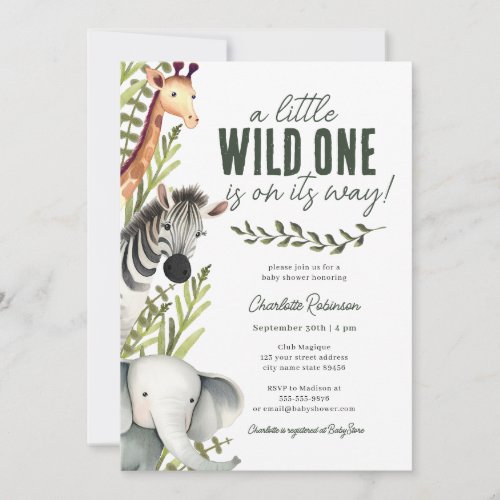 Wild One Safari Animals Boy Baby Shower
