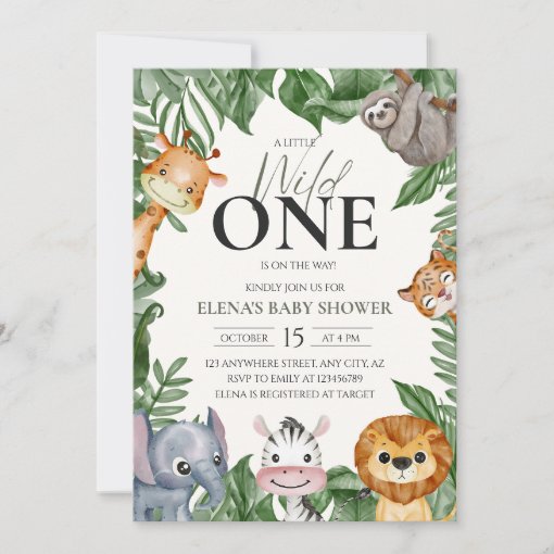 Wild One Safari Animals Boy Baby Shower Invitation | Zazzle