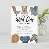 Wild One Safari Animals Boy Baby Shower Invitation (Standing Front)