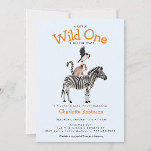 Wild One Safari Animals Boy Baby Shower  Invitation