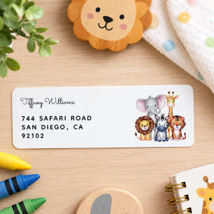 Wild One Safari Animals Boy Baby Shower Label