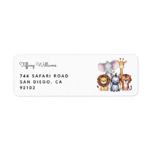 Wild One Safari Animals Boy Baby Shower Label