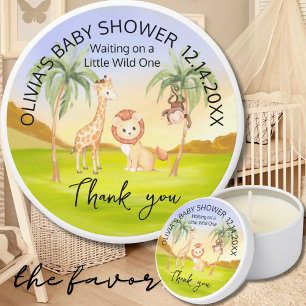 Wild One Safari Animals Boy Baby Shower Mini Candle Favors