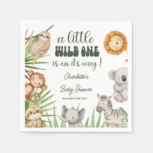 Wild One Safari Animals Boy Baby Shower Napkins