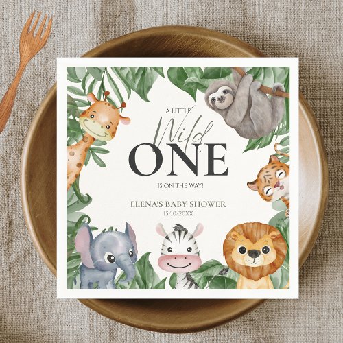 Wild One Safari Animals Boy Baby Shower Napkins