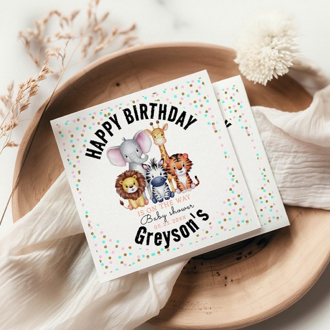 Wild One Safari Animals Boy Baby Shower  Napkins (Creator Uploaded)