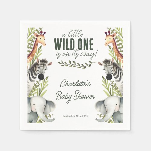 Wild One Safari Animals Boy Baby Shower Napkins