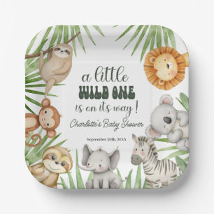 Wild One Safari Animals Boy Baby Shower Paper Plates