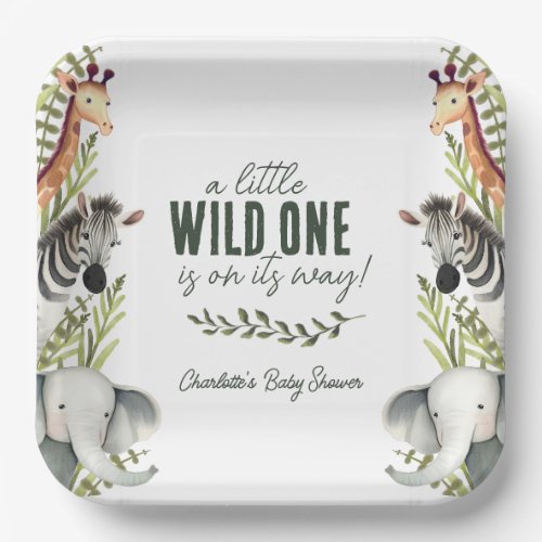Wild One Safari Animals Boy Baby Shower Paper Plates