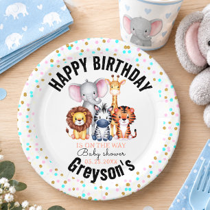 Wild One Safari Animals Boy Baby Shower Paper Plates