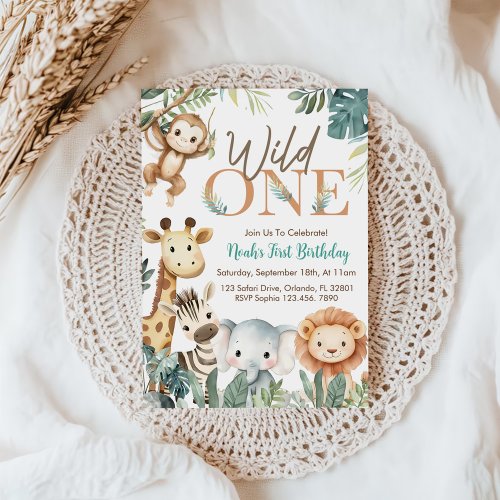 Wild One Safari Animals Boy Birthday Party