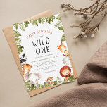 Wild One Safari Animals Boy Birthday Party Invitation<br><div class="desc">This cute party invite is perfect for your little boy's first birthday! A modern design featuring a frame of green watercolor leaves (tropical leaves like monstera and palm), a monkey wearing a safari hat, an elephant, a tiger, a zebra, a lion, a hippo, and a giraffe! The text features the...</div>