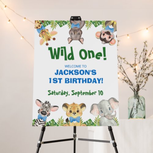 Wild One Safari Animals Boy First Birthday  Foam B Foam Board