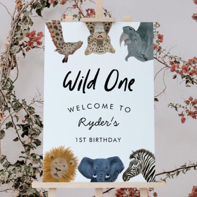 Wild One Safari Animals Boy's 1st Birthday Welcome Foam Board (Creator Uploaded)