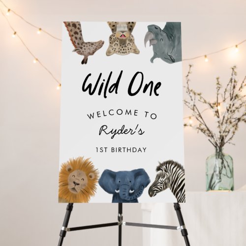 Wild One Safari Animals Boy's 1st Birthday Welcome