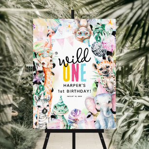 Wild ONE' Safari Animals Cool 1st Birthday Foam Board