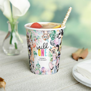 Wild ONE' Safari Animals Cool 1st Birthday Paper Cups