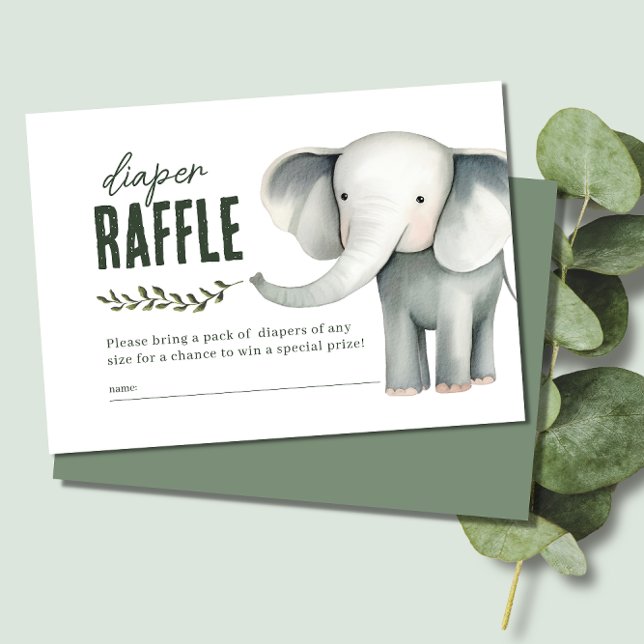 Wild One Safari Animals Diaper Raffle Baby Shower Enclosure Card (Creator Uploaded)
