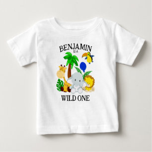 Wild One Safari Animals First Birthday Baby T-Shirt