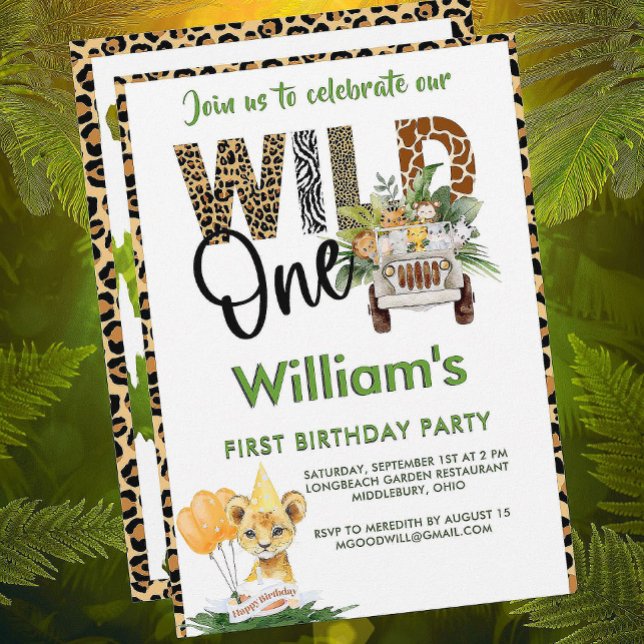 Wild One Safari Animals First Birthday Boy  Invitation (Creator Uploaded)
