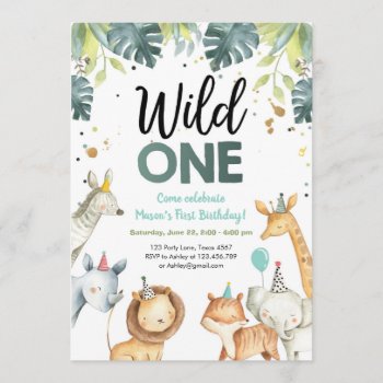 Wild One Safari Animals First Birthday Invitation by Anietillustration at Zazzle