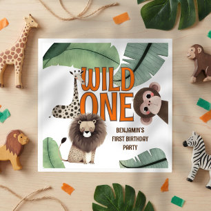 Wild One Safari Animals First Birthday Party Napkins