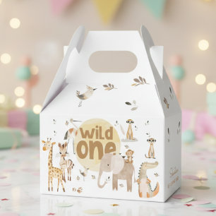 Wild one safari animals first kids birthday favor boxes
