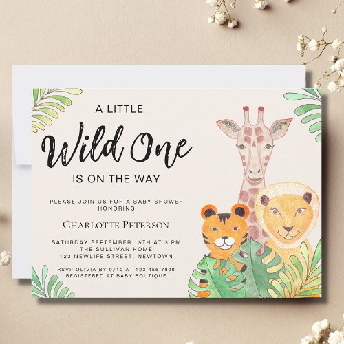 Wild One Safari Animals Gender_Neutral Baby Shower Invitation