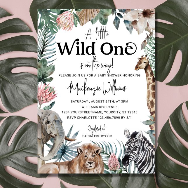 Wild One Safari Animals Gender Neutral Baby Shower Invitation (Creator Uploaded)