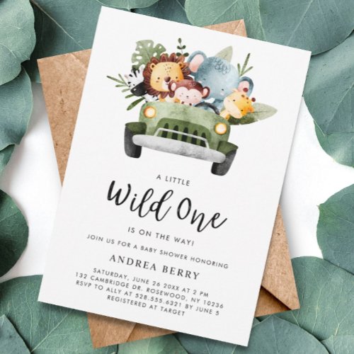 Wild One Safari Animals Gender Neutral Invitation