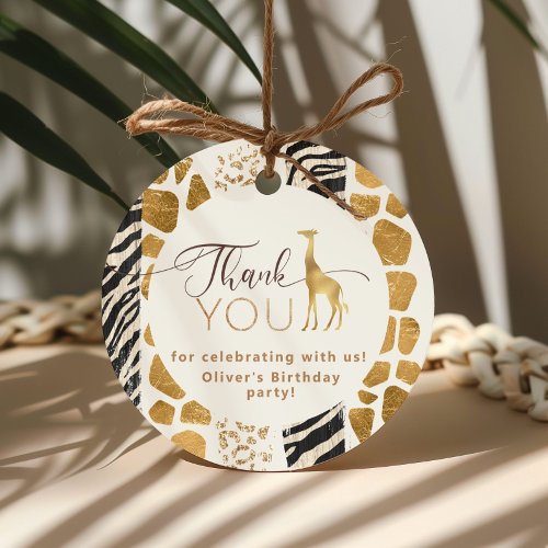 Wild one Safari animals giraffe Birthday Thank you Favor Tags