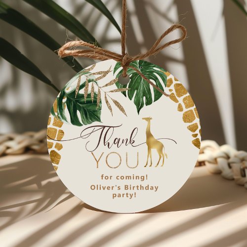 Wild one Safari animals giraffe Birthday Thank you Favor Tags