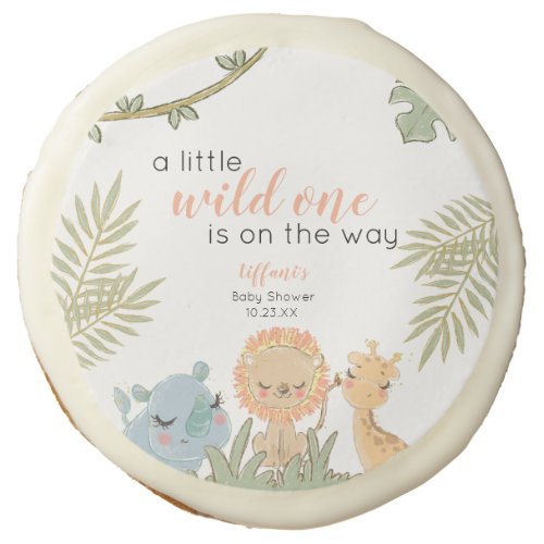 Wild One Safari Animals Girl Baby Shower Sugar Cookie