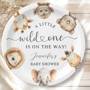 Wild One Safari Animals Jungle Baby Shower Paper Plates
