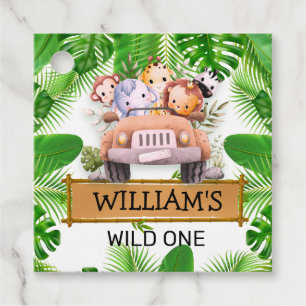 Wild One Safari Animals Jungle Birthday Favor Tags