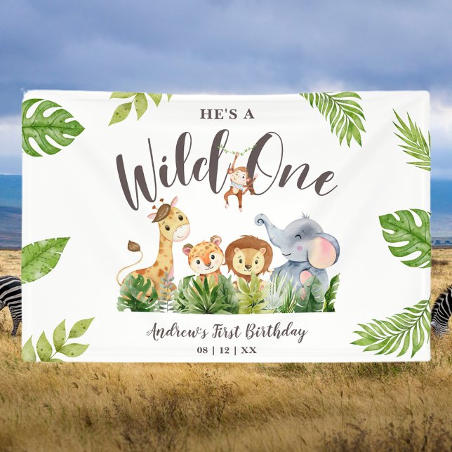 Wild One Safari Animals Kids Birthday Banner (Creator Uploaded)