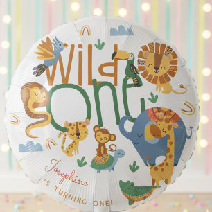 Wild one safari animals kids birthday party balloon