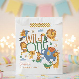 Wild one safari animals kids birthday party favor bag