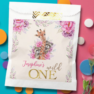 Wild one safari animals kids birthday party favor bag