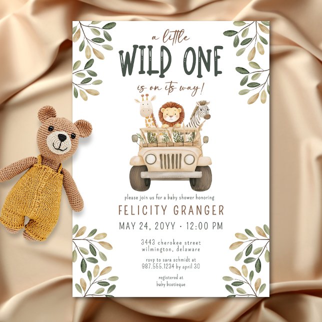 Wild One Safari Animals Neutral Baby Shower Invitation (Wild One Safari Animals Neutral Baby Shower Invitation)