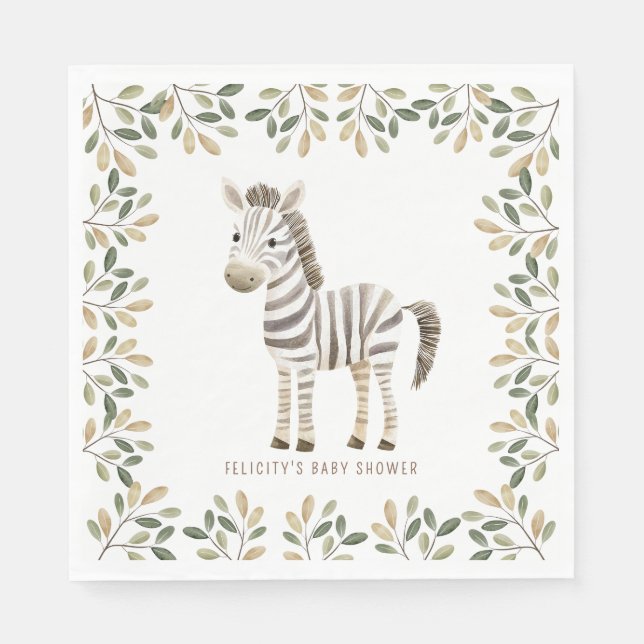 Wild One Safari Animals Neutral Baby Shower Napkins (Front)