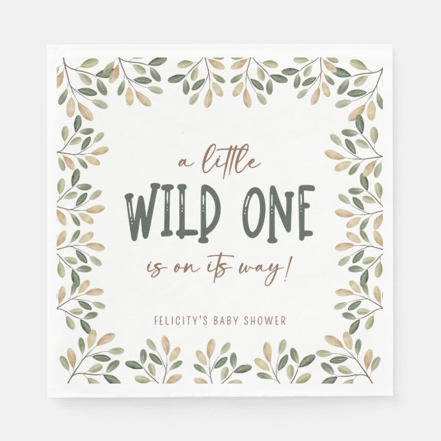 Wild One Safari Animals Neutral Baby Shower Napkins (Front)