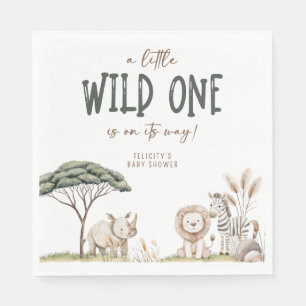 Wild One Safari Animals Neutral Baby Shower Napkins