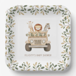 Wild One Safari Animals Neutral Baby Shower Paper Plates