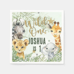 Wild One Safari Animals Paper Napkin-1st Birthday Napkins