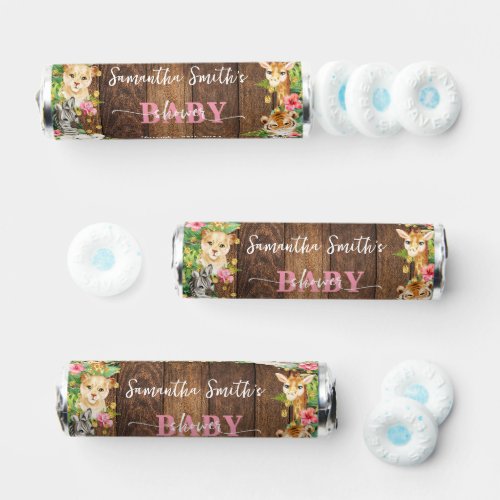 Wild One Safari Animals Pink Rustic Baby Shower