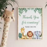 Wild ONE Safari Animals Thank you for coming Sign<br><div class="desc">Express your gratitude with our Wild ONE Safari Animals Thank You for Coming Sign. Designed for safari-themed parties and jungle adventures, this sign features cute jungle animals and tropical jungle leaves. It's the perfect way to thank your guests for celebrating this special occasion with you. Hang it up at your...</div>
