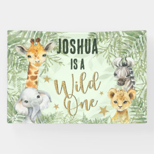 Wild One Safari Animals Welcome Banner